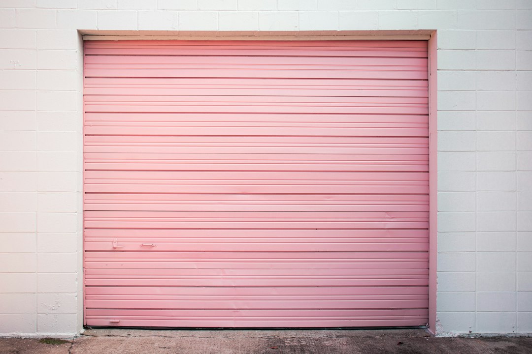 Pink rolling door in Huntington Beach, CA